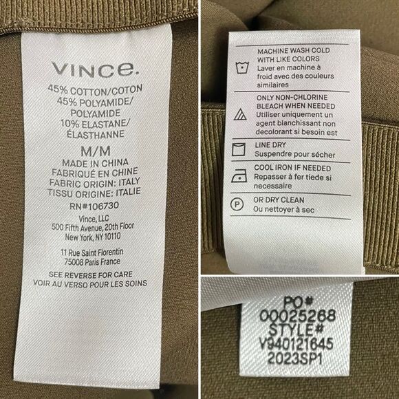 Vince Dark Olive Cropped Kick Flare Pants Size Medium Stretch Work Career Casual - Picture 9 of 10